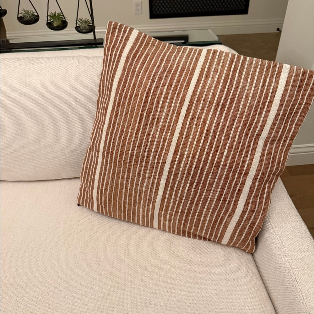 West Elm “2” Striped Burnt Orange & White Pillow Covers 20x20 (Pillow NOT INCL)